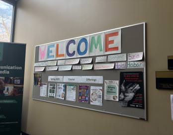 Comm Dept. welcome sign